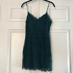 Emerald green lace minidress